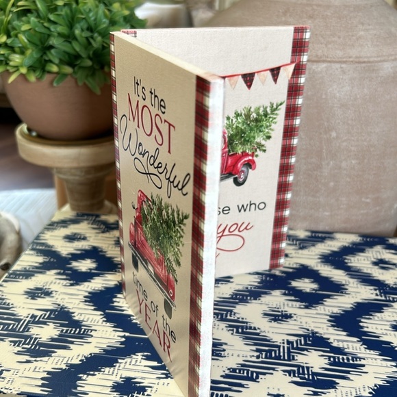 NEW! Christmas Winter Farmhouse Holiday Truck Hauling Tree Wood Card Sign - Picture 10 of 10